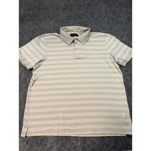 Bugatchi Uomo Men's Polo Shirt Rayon Blend XL Beige Designer Short Sleeve